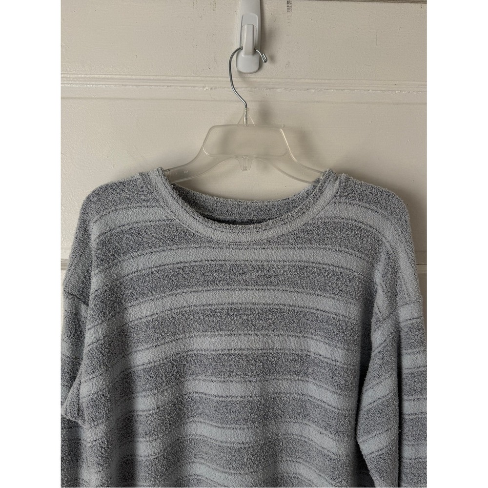 Vineyard Crew Textured Striped Crewneck Sweater Light Blue Gray Cotton Blend XL - Picture 6 of 11